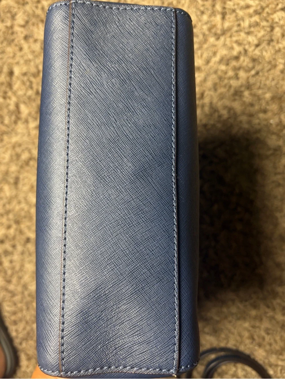 Michael Kors Small Navy Blue/Gold Saffiano Leather Satchel Crossbody Bag